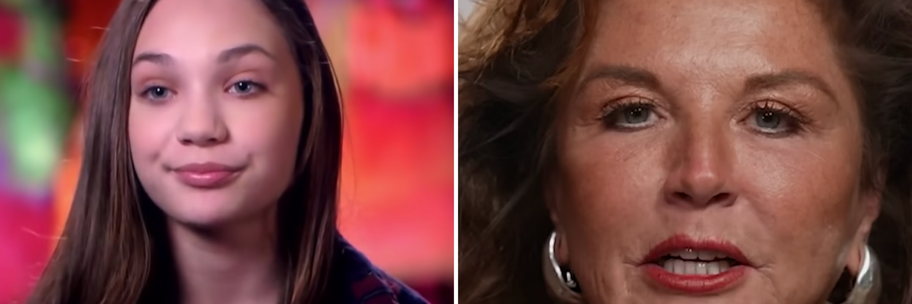 Lessons From Maddie Ziegler Going 'No Contact' With Abby Lee Miller Side by side shots of Maddie Ziegler and Abby Lee Miller from Dance Moms