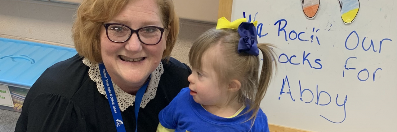 Thanking the Teacher Who Believes in My Daughter With Down Syndrome Abby with her teacher, Ms. Michele.