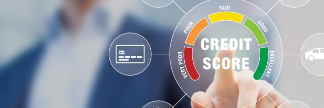 Credit Score rating based on debt reports showing creditworthiness or risk of individuals for student loan, mortgage and credit cards.