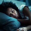 photo of a woman fast asleep in her bed at night, cant sleep tips concept