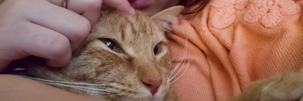How to Talk to Children About Pet Loss Sad girl petting her cat.