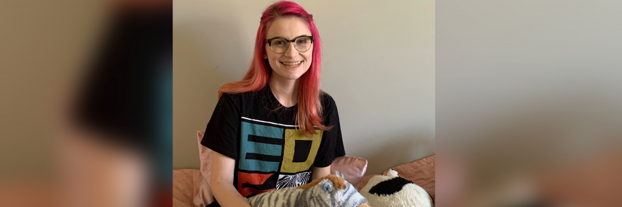 6 People Answer 'You Know You Have Ehlers-Danlos Syndrome When...' Skye Gailing the best and coolest person ever sits in an EDS shirt with a zebra stuffed animal