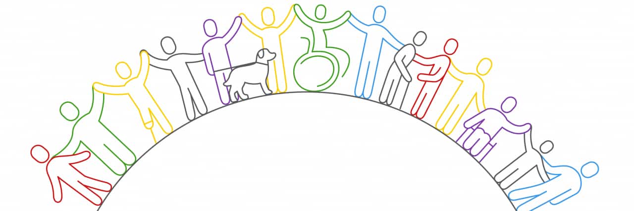 How Non-Disabled People Can Support Disability Pride Month Inclusion and diversity concept featuring people with and without disabilities.