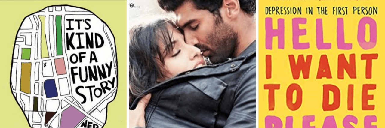 Books, Movies, and Shows That Accurately Depict Suicidal Thoughts Collage of "It's Kind of a Funny Story" "Aashiqui 2" and "Hello I Want to Die Please Fix Me"