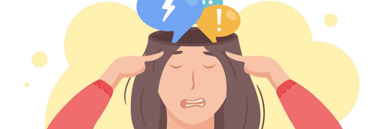 Working Through Self-Judgment as Someone With Chronic Illness Woman coping with intrusive thoughts