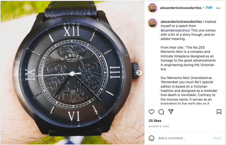 Instagram picture of the black watch described in the article