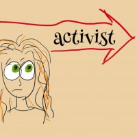 Advocate-activist continuum expressed by a cartoon.