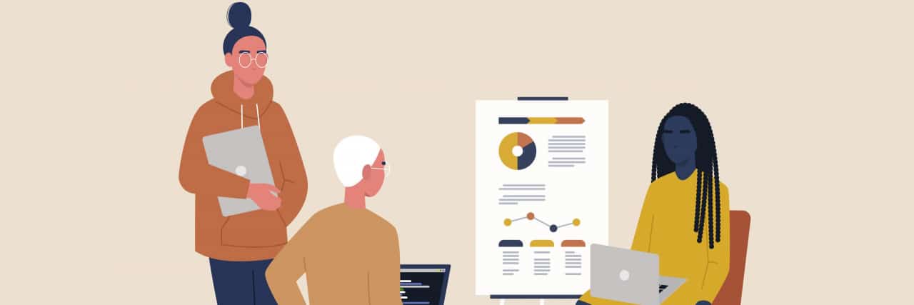 21 Common Workplace Behaviors of Employees With ADHD Inclusive office, a group of young millennial characters working on a project, staff meeting, management