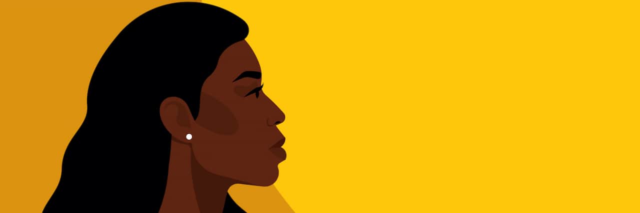 Illustration of Black woman with long, dark hair, in profile