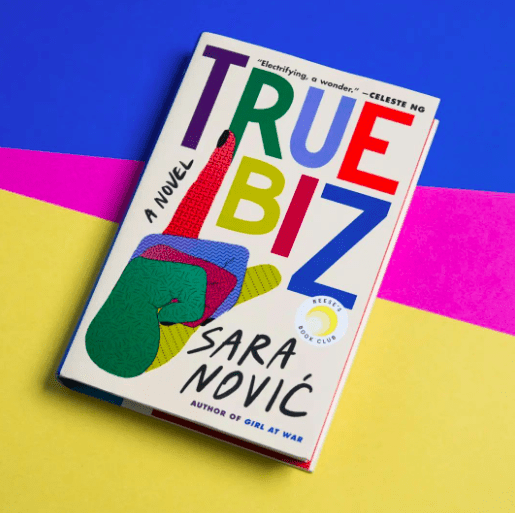Front cover of "True Biz" book, with image of multicolor fingers using sign language