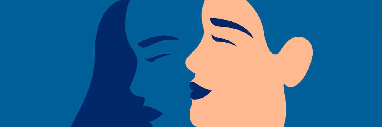 Attributing Unpleasant Behaviors to Bipolar Disorder and Mental Illness Illustration of two faces of same woman, one smiling and one sad