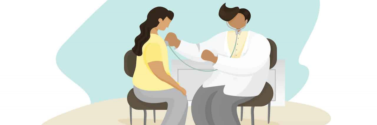 My Experience as an Autistic Woman Navigating the Health Care System Illustration of doctor checking a patient
