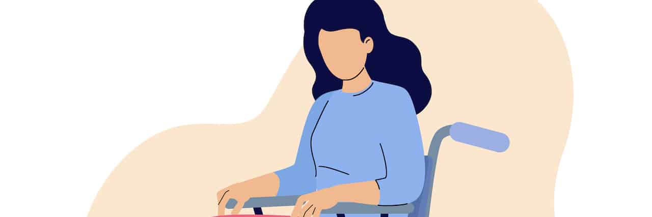Illustration of woman sitting in a wheelchair