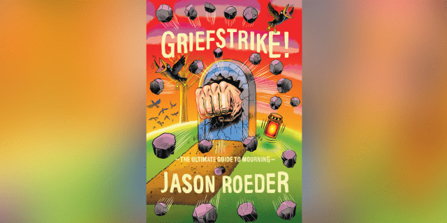 Multi-colored book cover showing a fist punching through a headstone