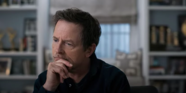 Photo of Michael J. Fox from new documentary looking thoughtful
