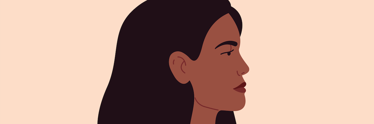 Illustrated portrait of woman of color looking to the side