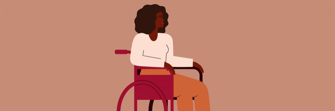 Illustration of Black woman in a wheelchair