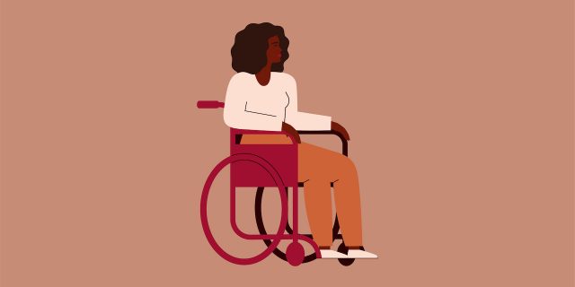 Illustration of Black woman in a wheelchair