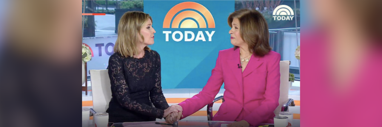Hoda Kotb speaking with co anchor on The Today Show