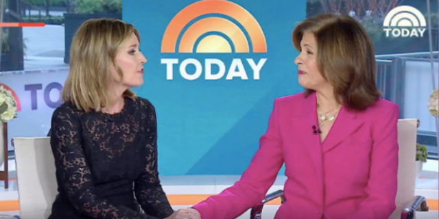 Hoda Kotb speaking with co anchor on The Today Show