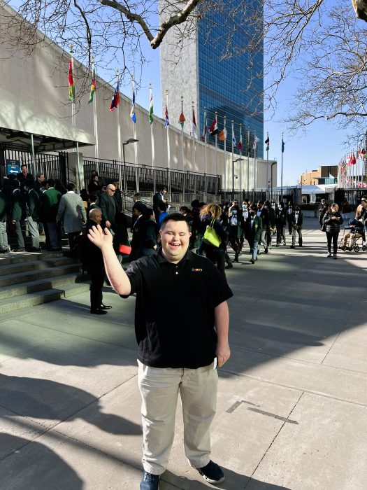 John arriving at the United Nations