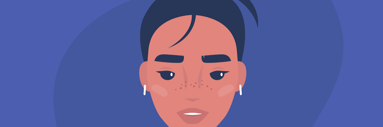 Illustrated portrait of woman with straightforward expression
