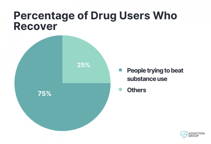 Infographic showing percentage of drug users who recover.