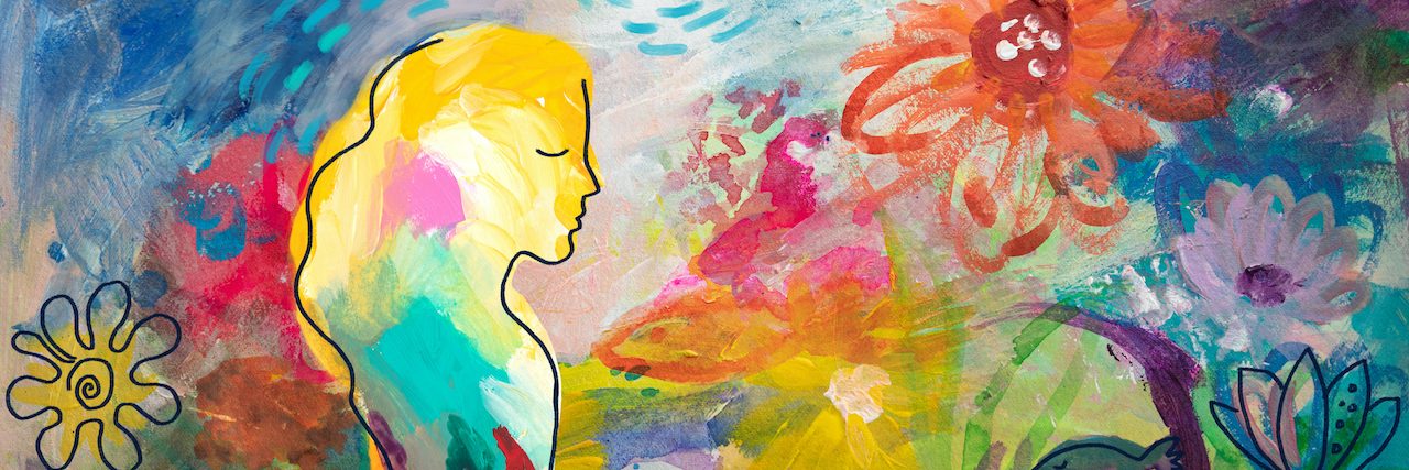 The Addiction-Suicide Connection Colorful artwork of woman in nature.