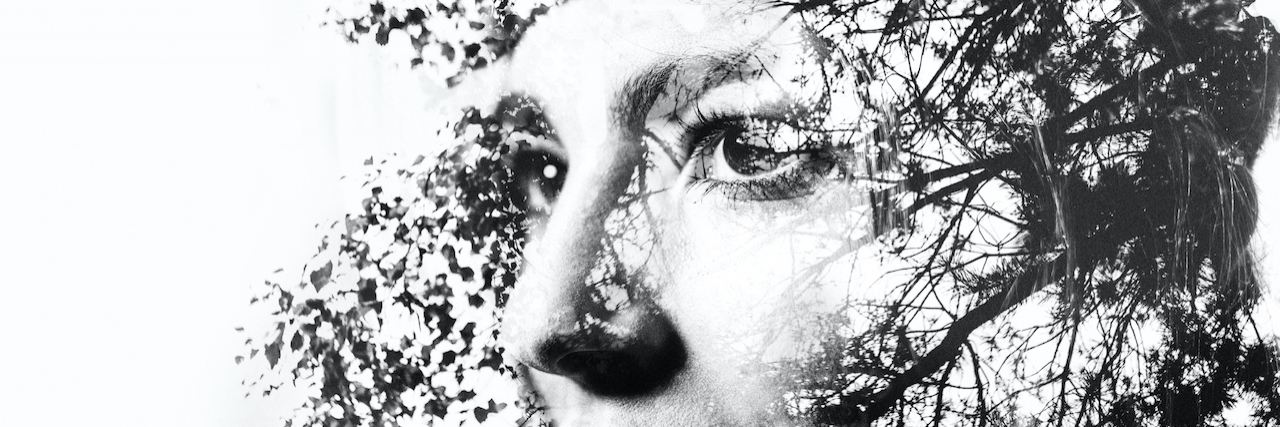 Emerging Realities: Can ADHD Develop in Adulthood? Double exposure image in monochrome of tree branches superimposed on a woman's face
