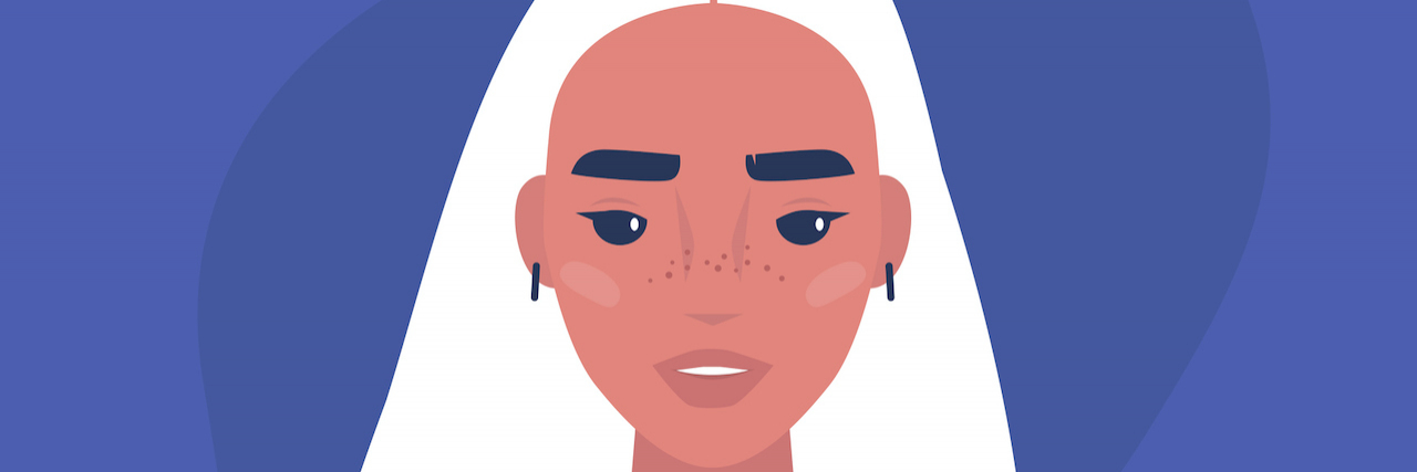 What Are the Different Stages of Depression Illustration of portrait of woman with freckles and white hair