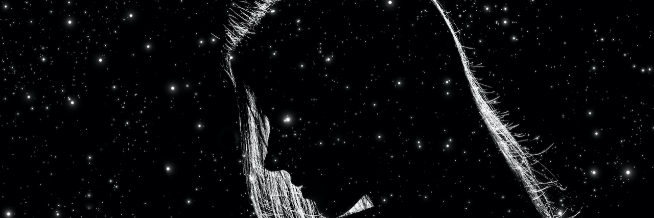 What Does a Seizure Feel Like? Silhouette and double exposure of woman and backdrop of starry sky