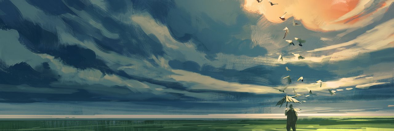 Can Epilepsy Kill You? Understanding the Risks Painting of man holding an umbrella standing in a meadow with cloudy horizon as birds fly above him