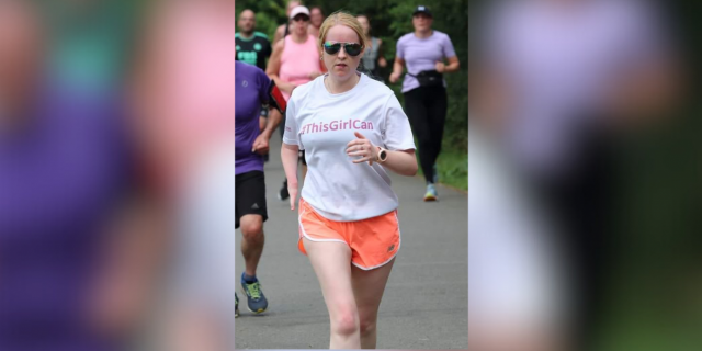 Contributor running in sunglasses and wearing a tshirt that reads "#ThisGirlCan"