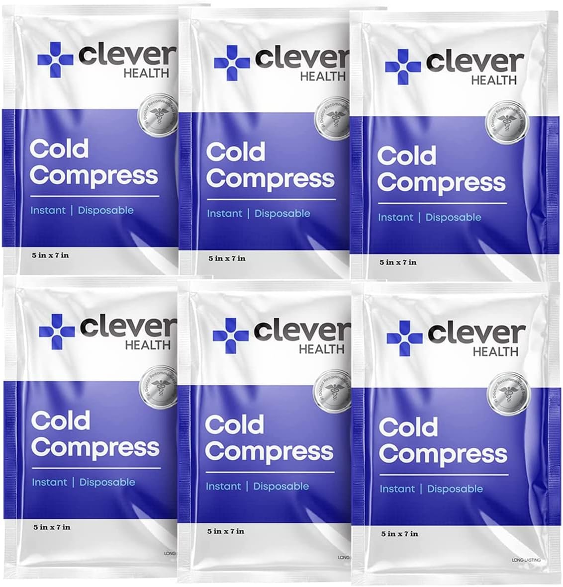 Six instant, disposable ice packs that are five by seven inches.