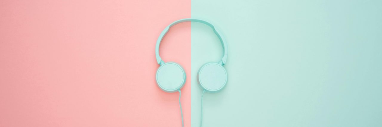 Migraine-Safe Soundtracks pink and blue headphones
