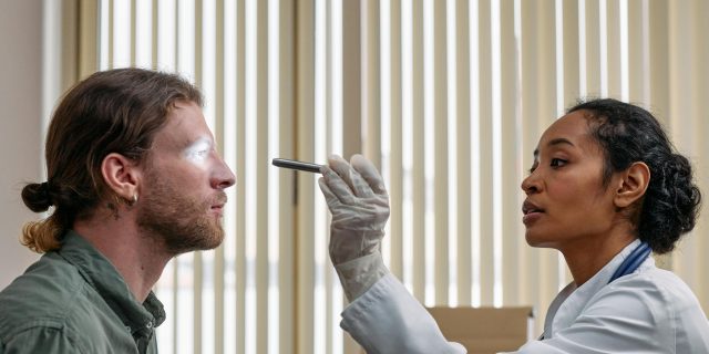 person getting their eyes checked