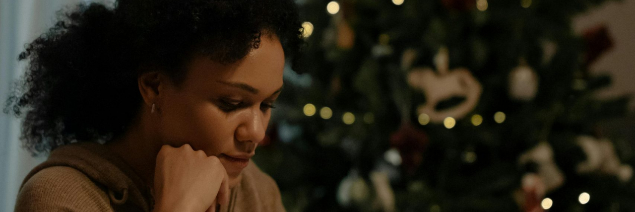 person sad at christmas