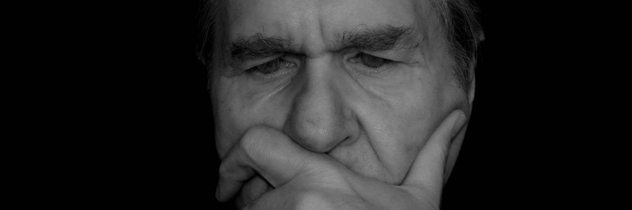 black and white of an older man