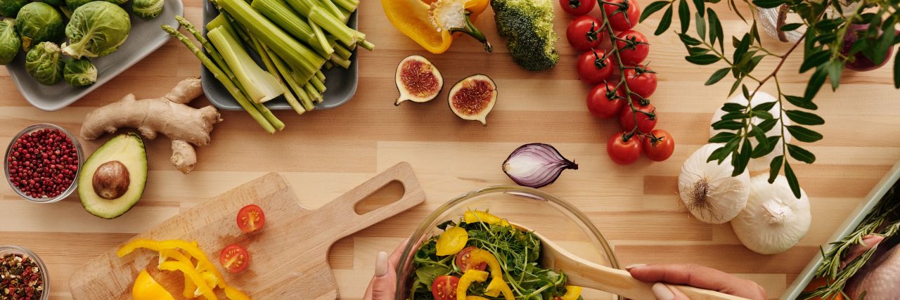 GERD Diet Side Effects lots of healthy food on a table